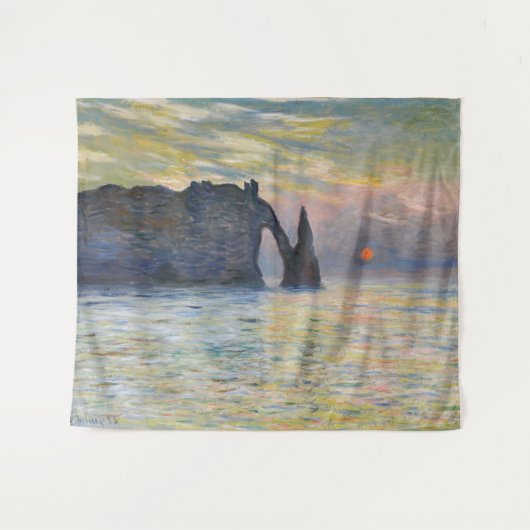 Monet - The Manneport, Cliff at Etretat, Sunset Wandkleed (Voorkant (horizontaal))