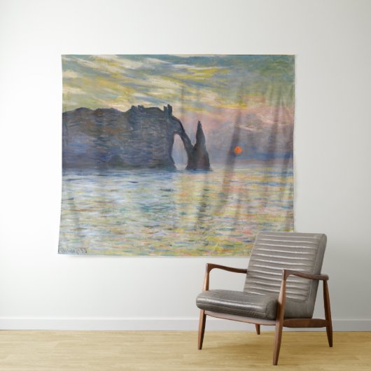 Monet - The Manneport, Cliff at Etretat, Sunset Wandkleed (In Situ (horizontaal))