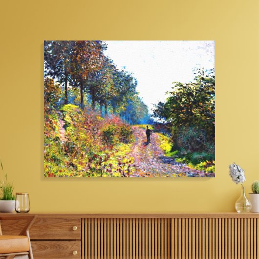 Monet - The Sheltered Path, beroemd schilderij, Canvas Afdruk (Insitu (Woonkamer))