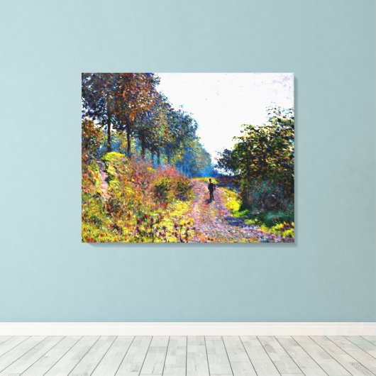 Monet - The Sheltered Path, beroemd schilderij, Canvas Afdruk (Insitu (Houten vloer))