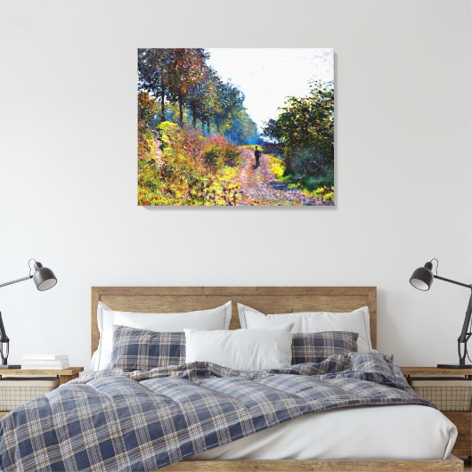 Monet - The Sheltered Path, beroemd schilderij, Canvas Afdruk (Insitu (Slaapkamer))