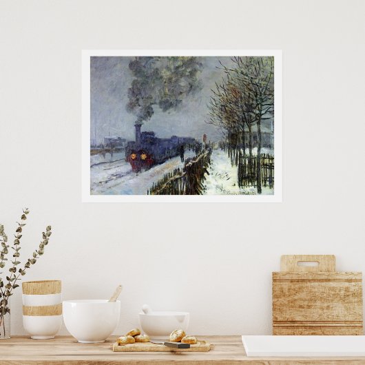 Monet Train in Snow Poster (Keuken)