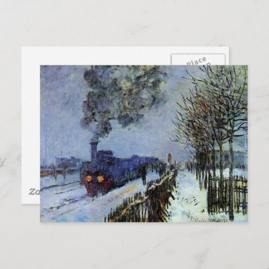 Monet - Train in the Snow, de locomotief Briefkaart (Voorkant / Achterkant)