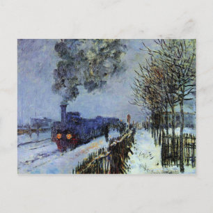 Monet - Train in the Snow, de locomotief Briefkaart
