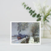 Monet Train Snow Post Card Briefkaart (Staand voorkant)
