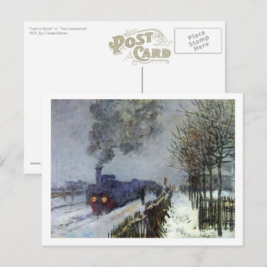 Monet Train Snow Post Card Briefkaart (Voorkant / Achterkant)