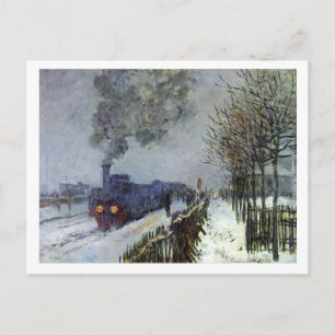 Monet Train Snow Post Card Briefkaart