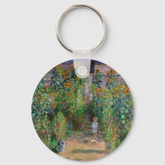 Monet Tuin Vetheuil Impressionisme Bloem Schildere Sleutelhanger (Voorkant)