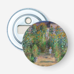 Monet Tuin Vetheuil Impressionisme Bloem Schilderi Button Flesopener
