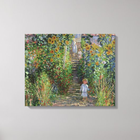 Monet Tuin Vetheuil Impressionisme Bloem Schilderi Canvas Afdruk (Voorkant)