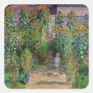 Monet Tuin Vetheuil Impressionisme Bloem Schilderi Vierkante Sticker