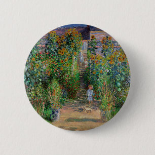 Monet Tuin Vetheuil Impressionistisch Schilderij Ronde Button 5,7 Cm