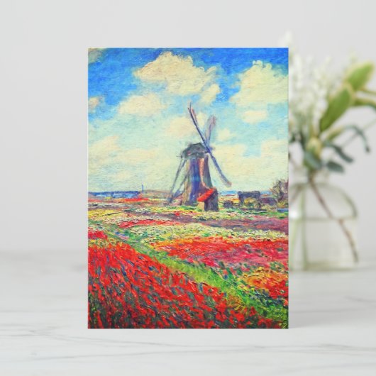 Monet Tulips Windmill Aankondiging (Staand voorkant)