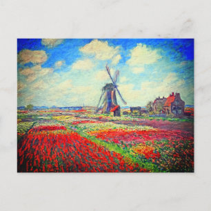 Monet Tulips Windmill Aankondigingskaart