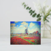 Monet Tulips Windmill Aankondigingskaart (Staand voorkant)