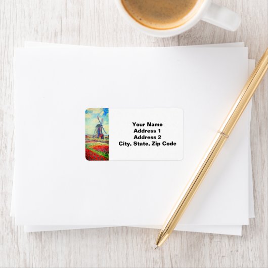 Monet Tulips Windmill Etiket (Insitu)