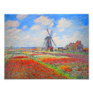 Monet Tulips Windmill Foto Afdruk
