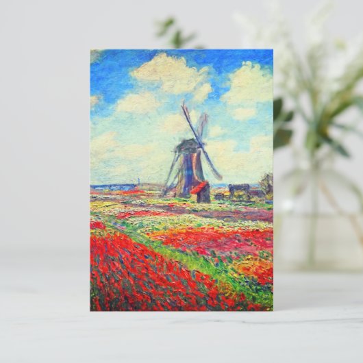 Monet Tulips Windmill Kaart (Staand voorkant)
