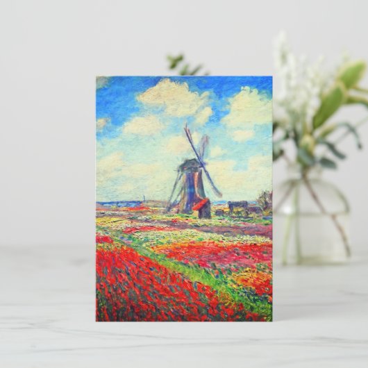 Monet Tulips Windmill Kaart (Staand voorkant)