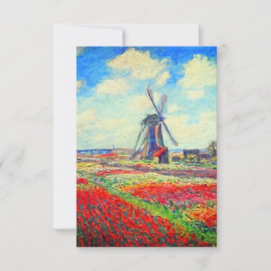 Monet Tulips Windmill Kaart (Voorkant)