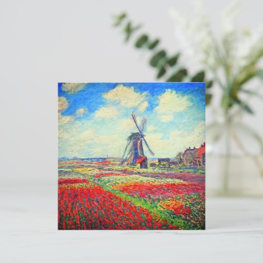 Monet Tulips Windmill Kaart (Staand voorkant)