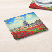 Monet Tulips Windmill Kartonnen Onderzetters (Schuin)