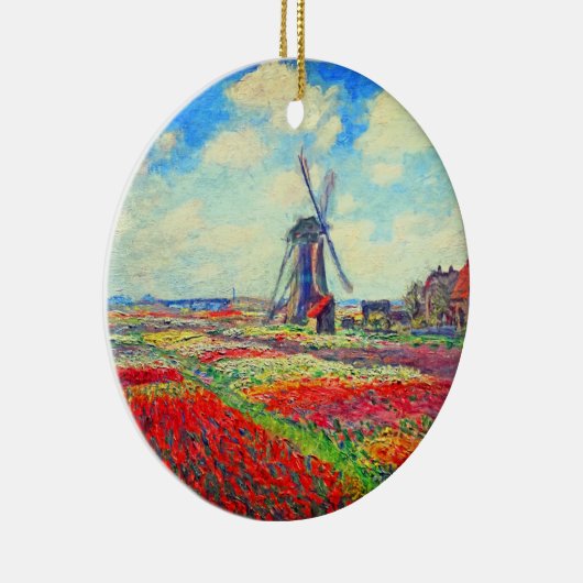 Monet Tulips Windmill Keramisch Ornament (Rechts)