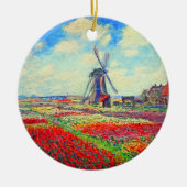Monet Tulips Windmill Keramisch Ornament (Voorkant)
