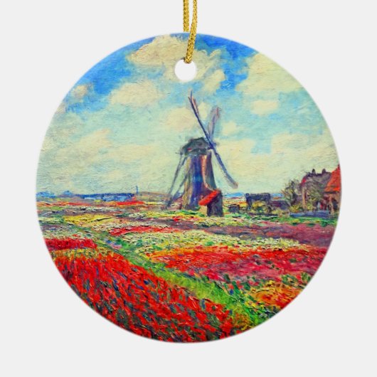 Monet Tulips Windmill Keramisch Ornament (Voorkant)