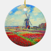 Monet Tulips Windmill Keramisch Ornament (Achterkant)