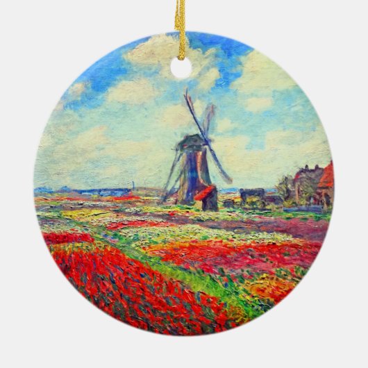 Monet Tulips Windmill Keramisch Ornament (Achterkant)