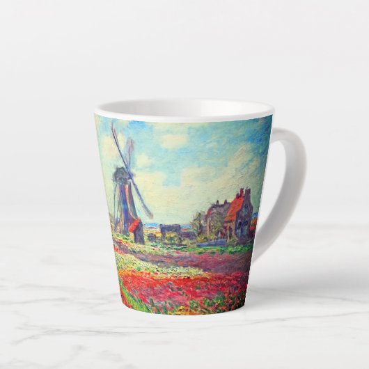 Monet Tulips Windmill Latte Mok (Rechterhoek)