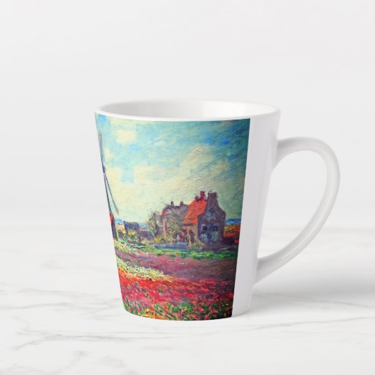 Monet Tulips Windmill Latte Mok (Rechts)