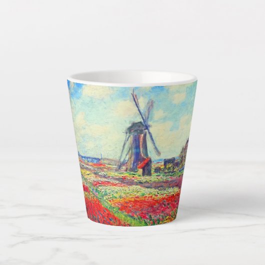 Monet Tulips Windmill Latte Mok (Voorkant)