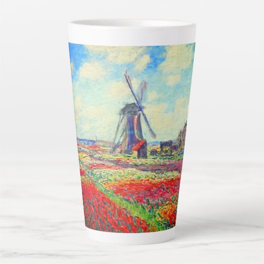 Monet Tulips Windmill Latte Mok (Voorkant)