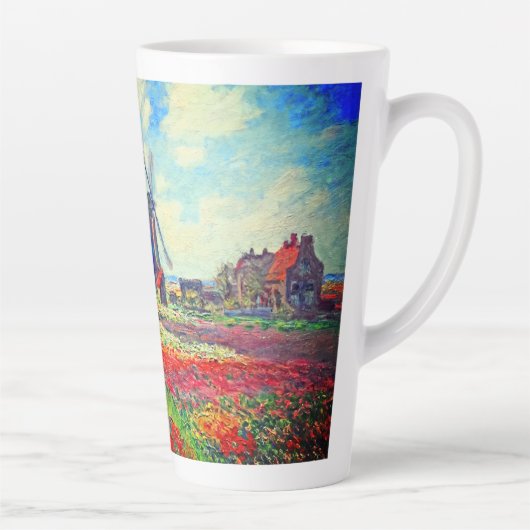 Monet Tulips Windmill Latte Mok (Rechts)