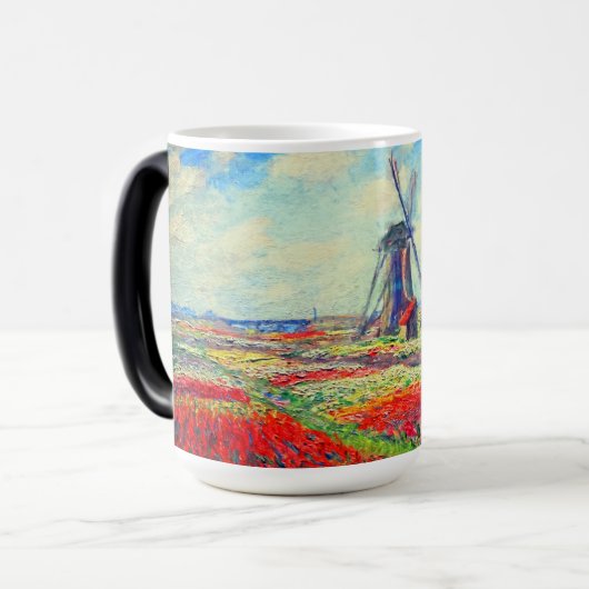 Monet Tulips Windmill Magische Mok (Voorkant links)