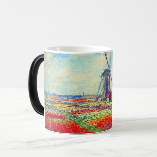 Monet Tulips Windmill Magische Mok (Voorkant links)