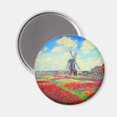 Monet Tulips Windmill Magneet (Voorkant / Achterkant)