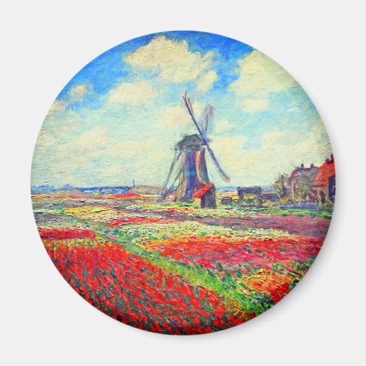 Monet Tulips Windmill Magneet (Voorkant)
