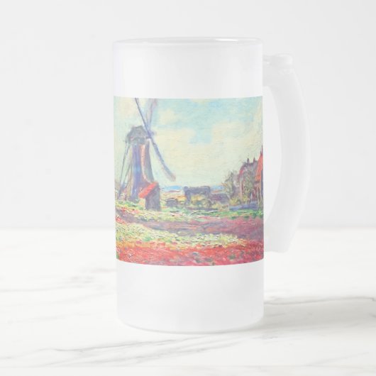 Monet Tulips Windmill Matglas Bierpul (Voorkant rechts)