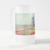 Monet Tulips Windmill Matglas Bierpul (Voorkant links)