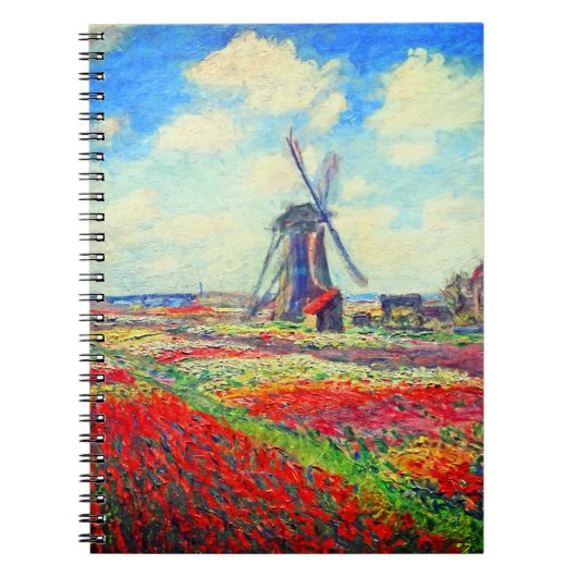 Monet Tulips Windmill Notitieboek (Voorkant)
