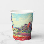 Monet Tulips Windmill Papieren Bekers (Achterkant)