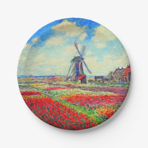 Monet Tulips Windmill Papieren Bordje