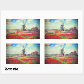 Monet Tulips Windmill Rechthoekige Sticker (Vel)