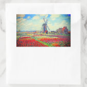 Monet Tulips Windmill Rechthoekige Sticker (Tas)
