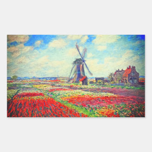 Monet Tulips Windmill Rechthoekige Sticker
