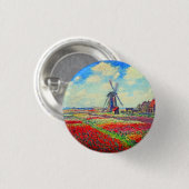 Monet Tulips Windmill Ronde Button 3,2 Cm (Voorkant /achterkant)