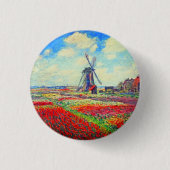 Monet Tulips Windmill Ronde Button 3,2 Cm (Voorkant)